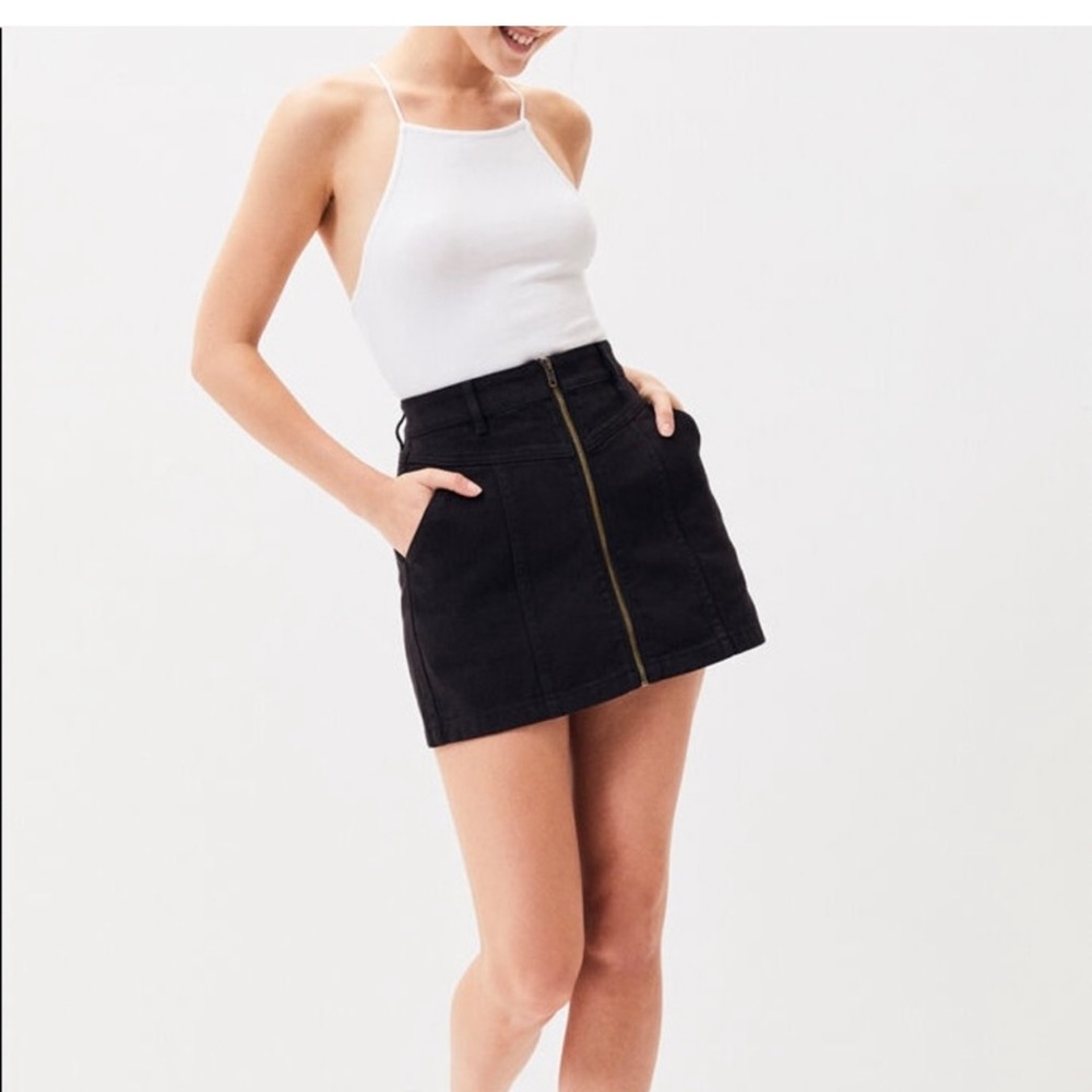 PacSun Black Zip Front V Yoke Skirt